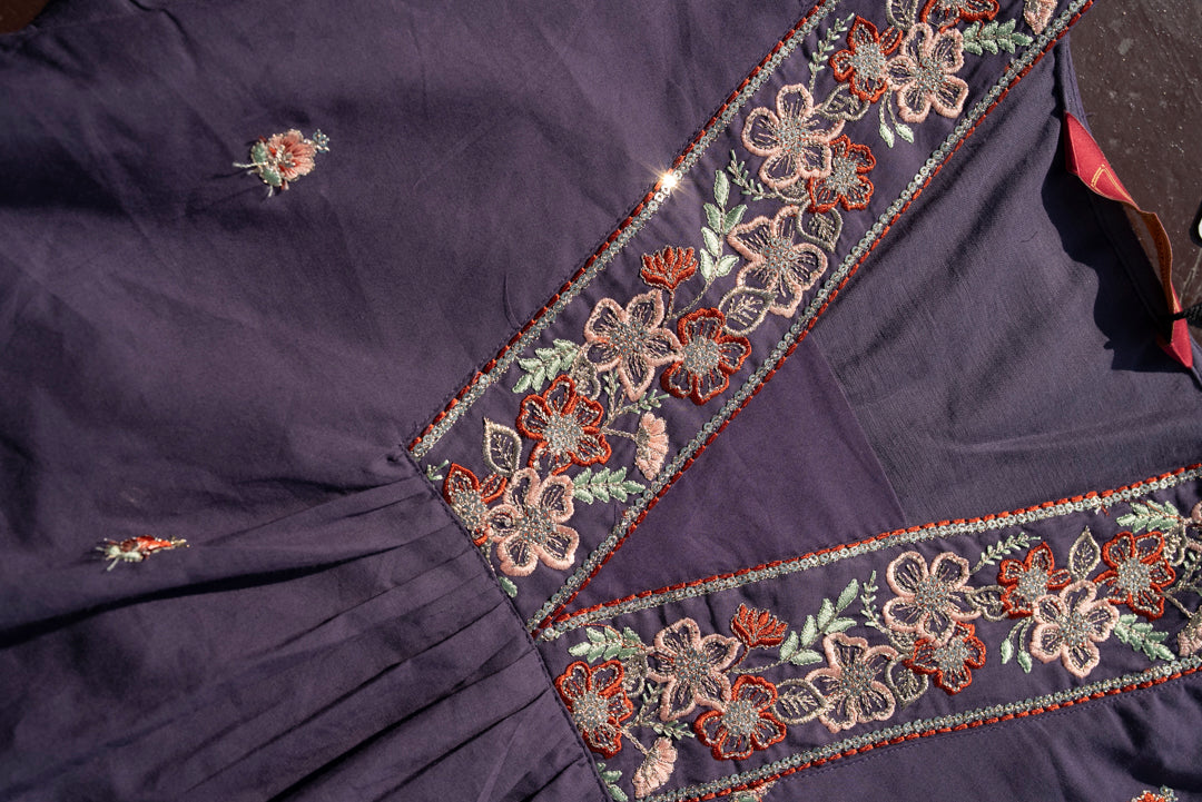 Printed V-Neck Kurta & Trousers With Dupatta