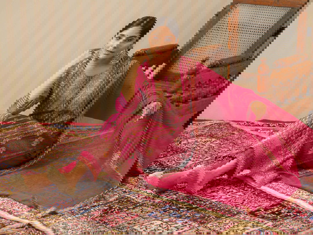 Ethnic Motifs Woven Design Straight Kurta With Trouser & Dupatta - Buy Best Ethnic Wear for Women & Girls | Daily Woman -