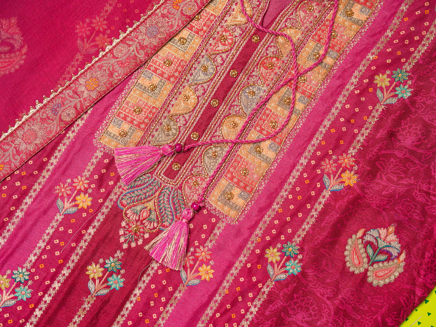 Ethnic Motifs Woven Design Straight Kurta With Trouser & Dupatta - Buy Best Ethnic Wear for Women & Girls | Daily Woman -