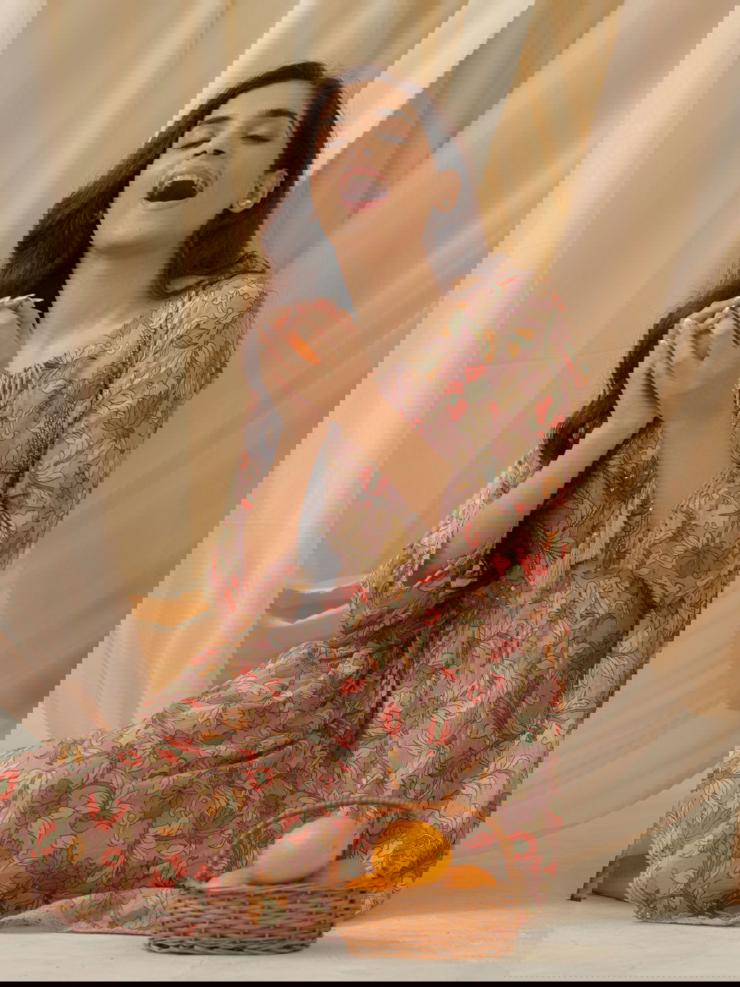 Floral-Printed Keyhole Neck Cotton A-Line Ethnic Dress - Buy Best Ethnic Wear for Women & Girls | Daily Woman -