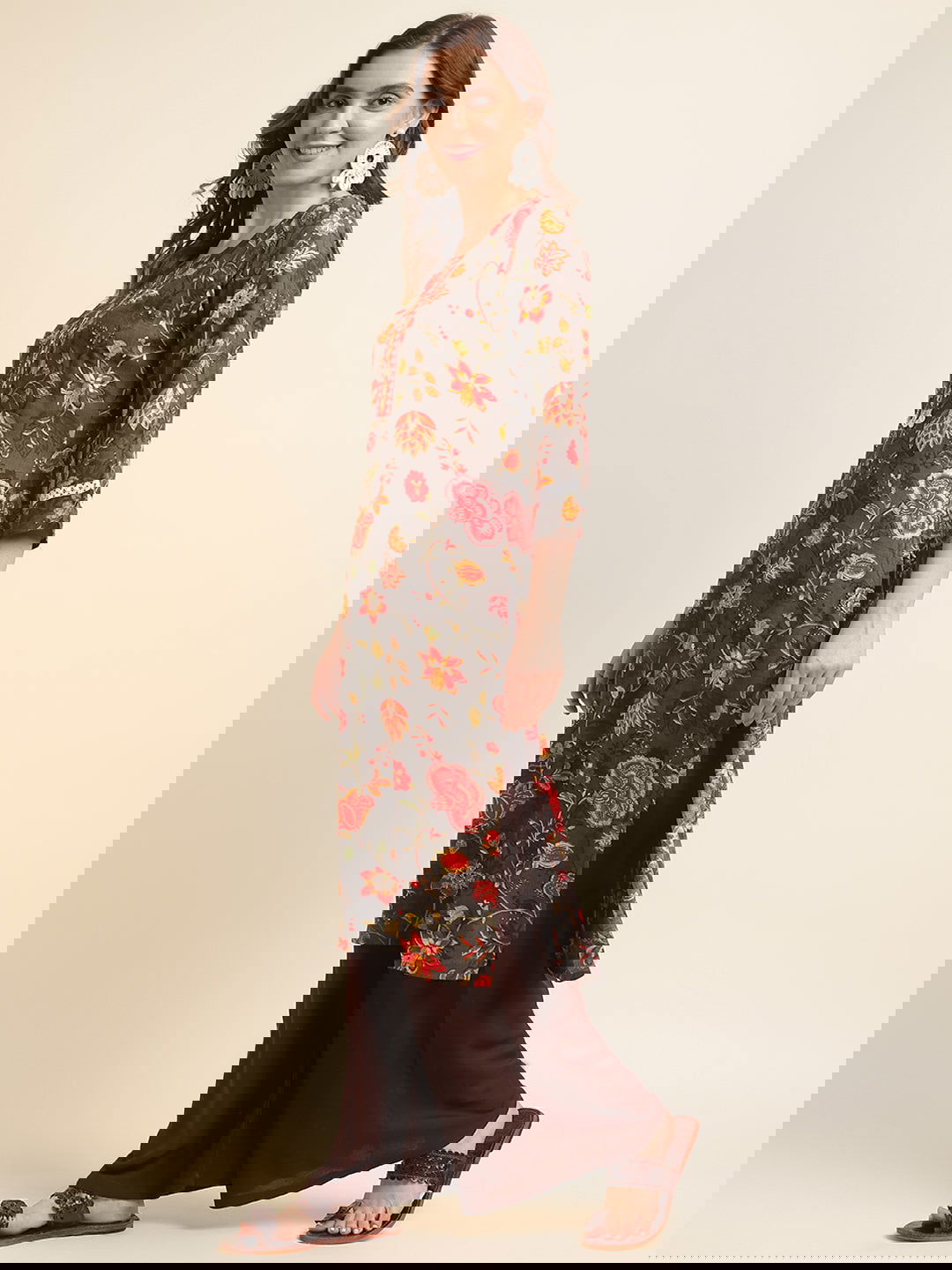 Floral Printed Mirror Work Straight Kurta - Buy Best Ethnic Wear for Women & Girls | Daily Woman -