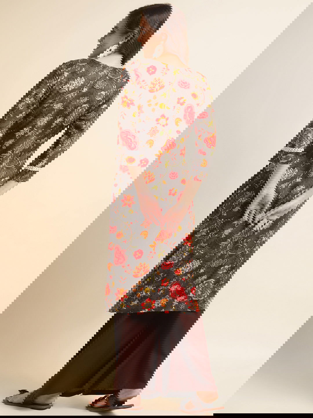 Floral Printed Mirror Work Straight Kurta - Buy Best Ethnic Wear for Women & Girls | Daily Woman -