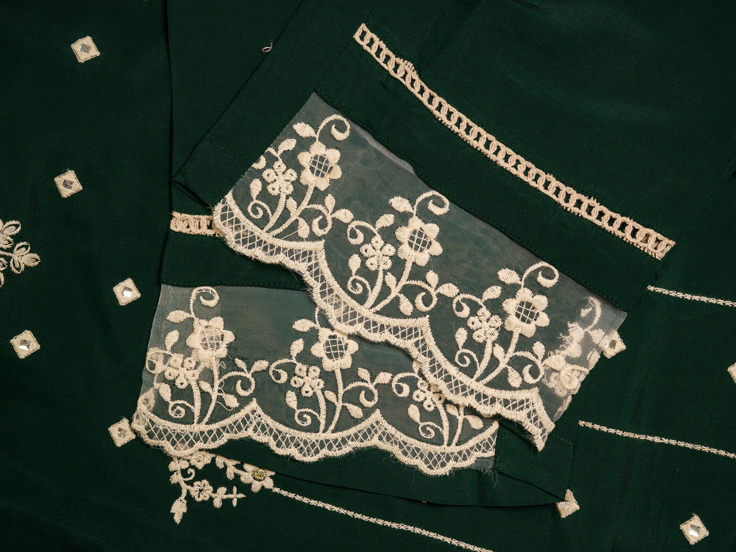Green Embroidered Woven Design Straight Kurta and Trousers With Dupatta - Buy Best Ethnic Wear for Women & Girls | Daily Woman -