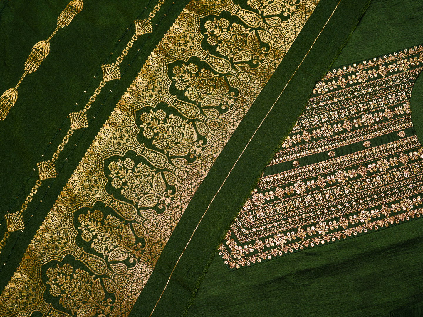 Green Ethnic Motifs Straight Kurta & Trousers With Dupatta - Buy Best Ethnic Wear for Women & Girls | Daily Woman -