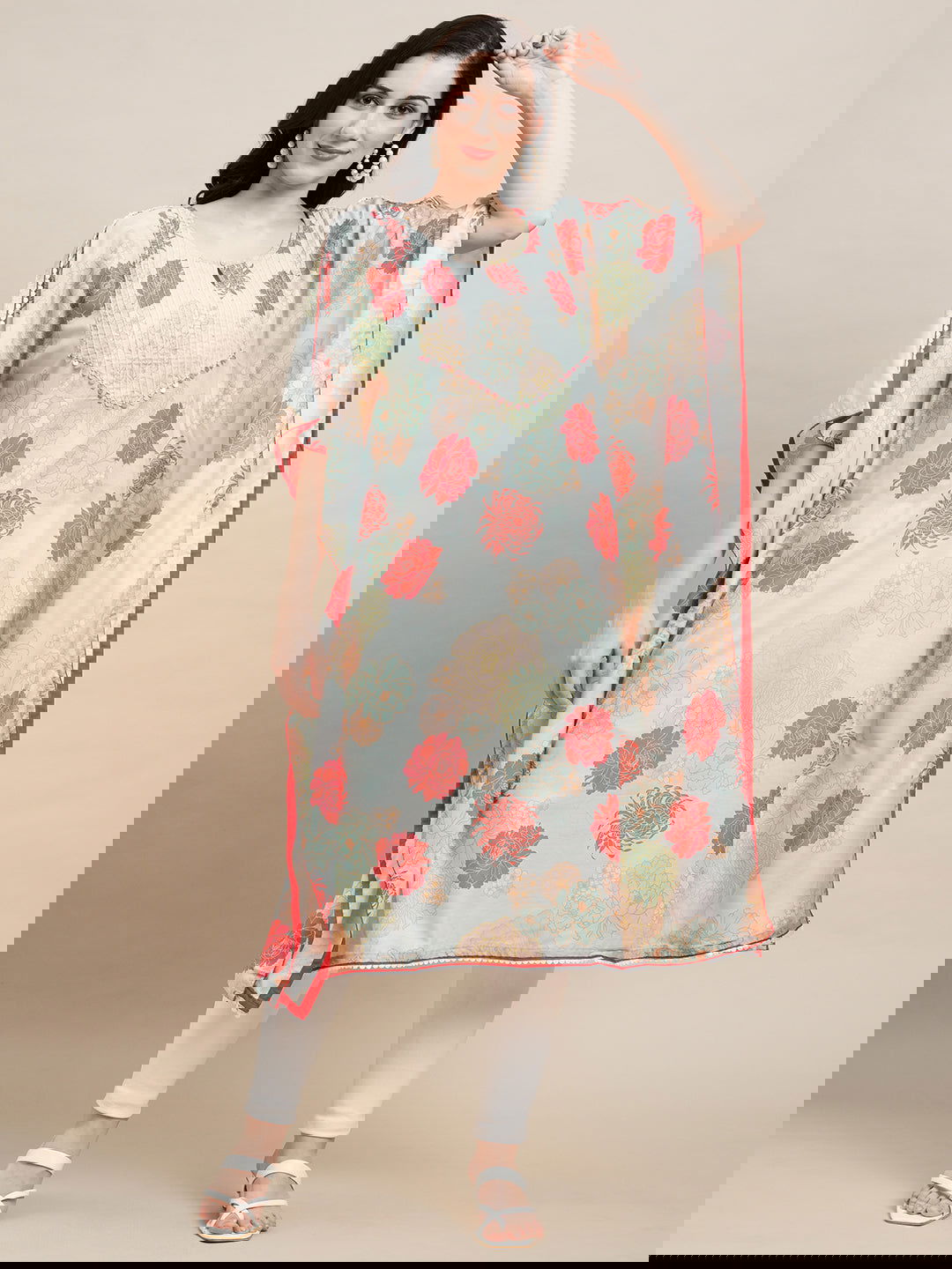 Green Flared Printed Kraftan Dresses - Buy Best Ethnic Wear for Women & Girls | Daily Woman -