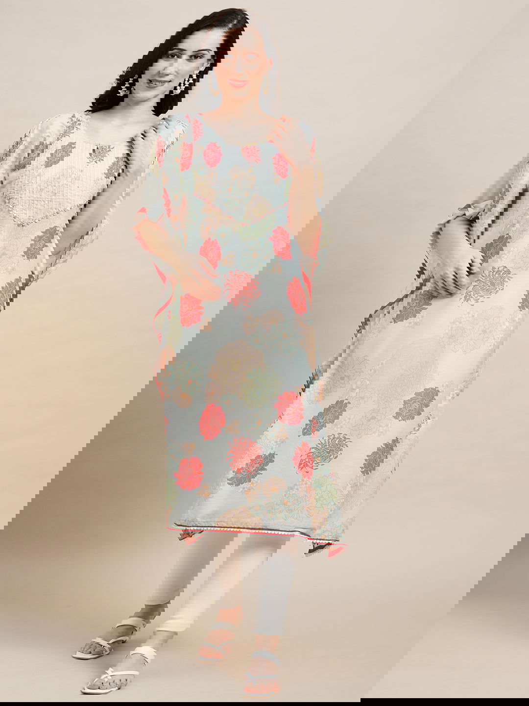 Green Flared Printed Kraftan Dresses - Buy Best Ethnic Wear for Women & Girls | Daily Woman -