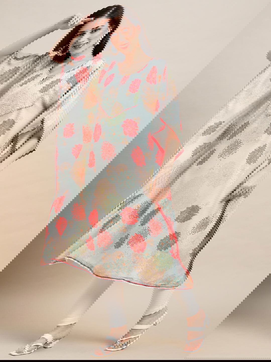 Green Flared Printed Kraftan Dresses - Buy Best Ethnic Wear for Women & Girls | Daily Woman -