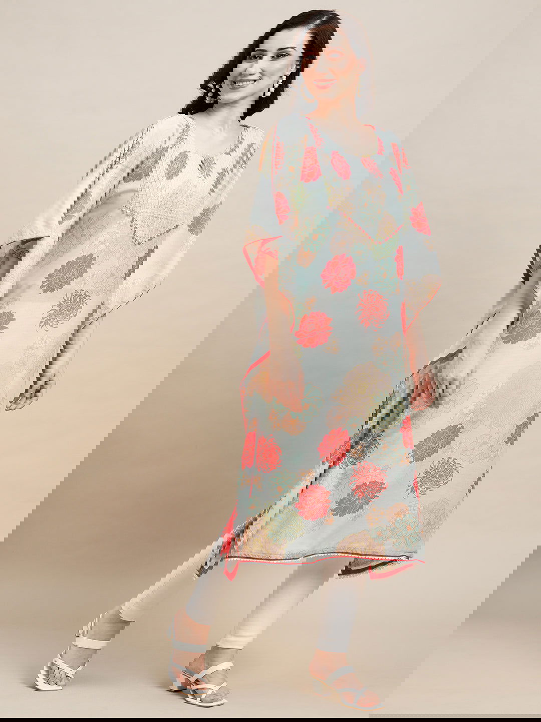 Green Flared Printed Kraftan Dresses - Buy Best Ethnic Wear for Women & Girls | Daily Woman -