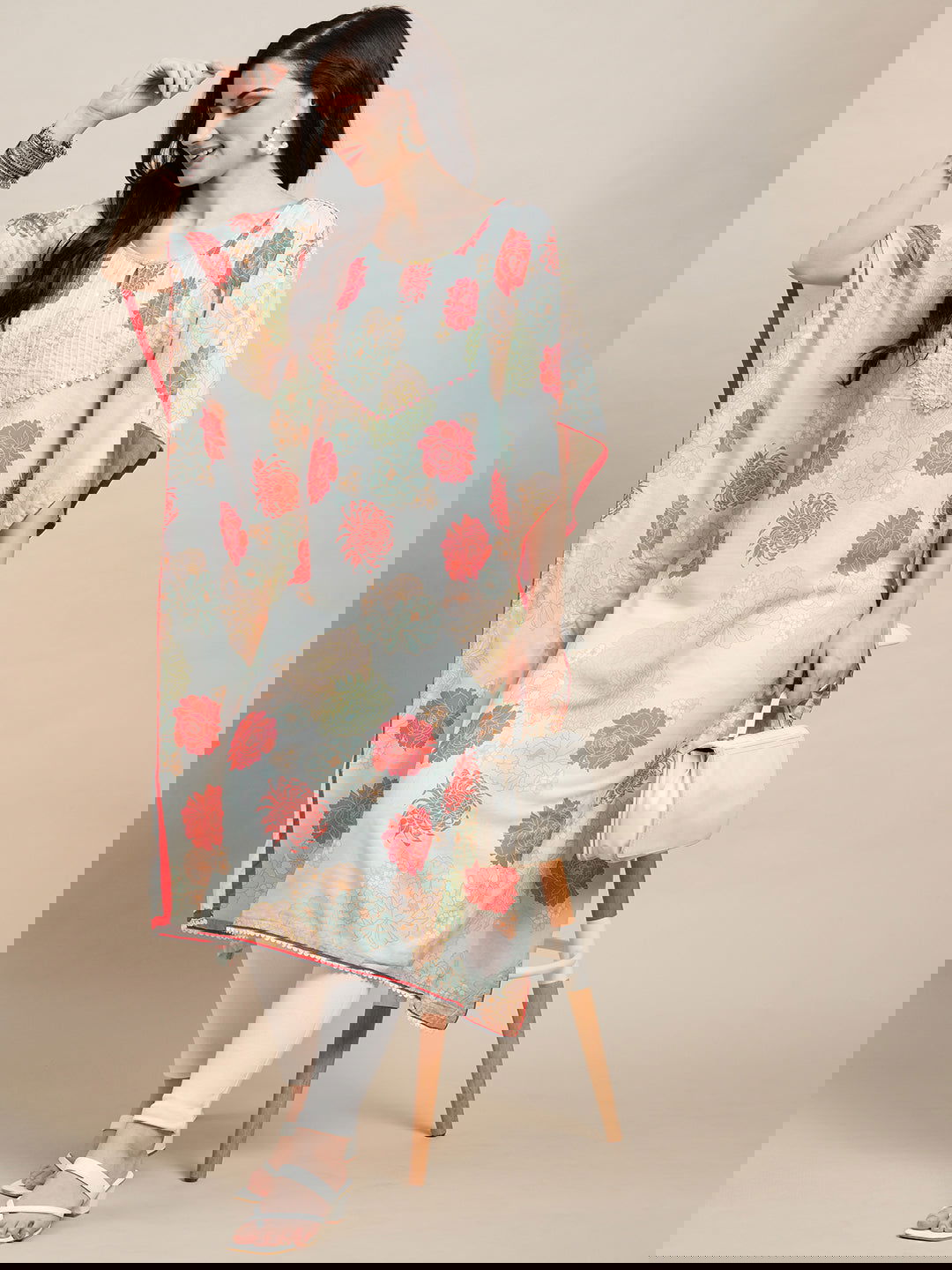 Green Flared Printed Kraftan Dresses - Buy Best Ethnic Wear for Women & Girls | Daily Woman -