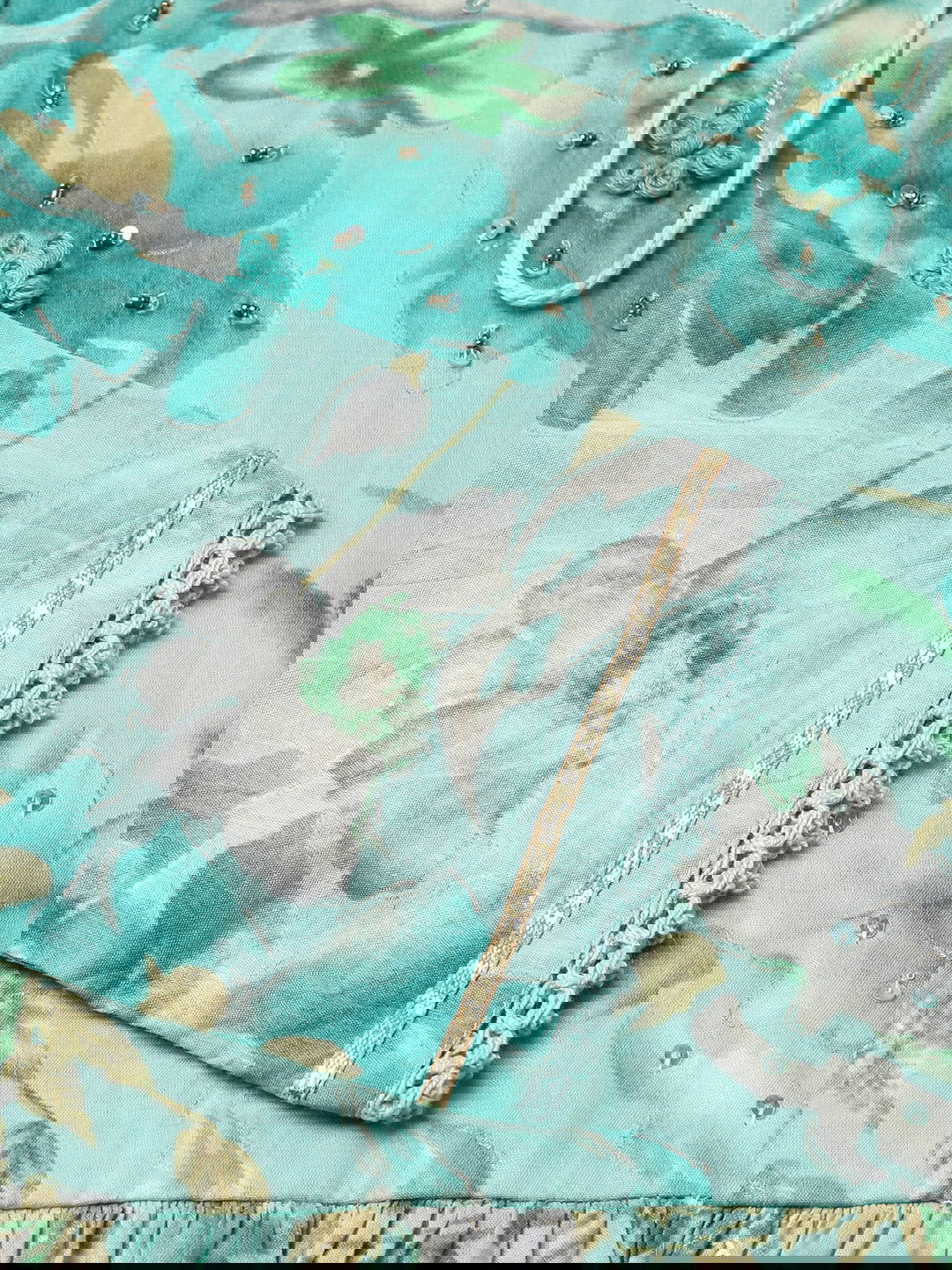 Green Floral Print Fit & Flare Midi Dress - Buy Best Ethnic Wear for Women & Girls | Daily Woman -