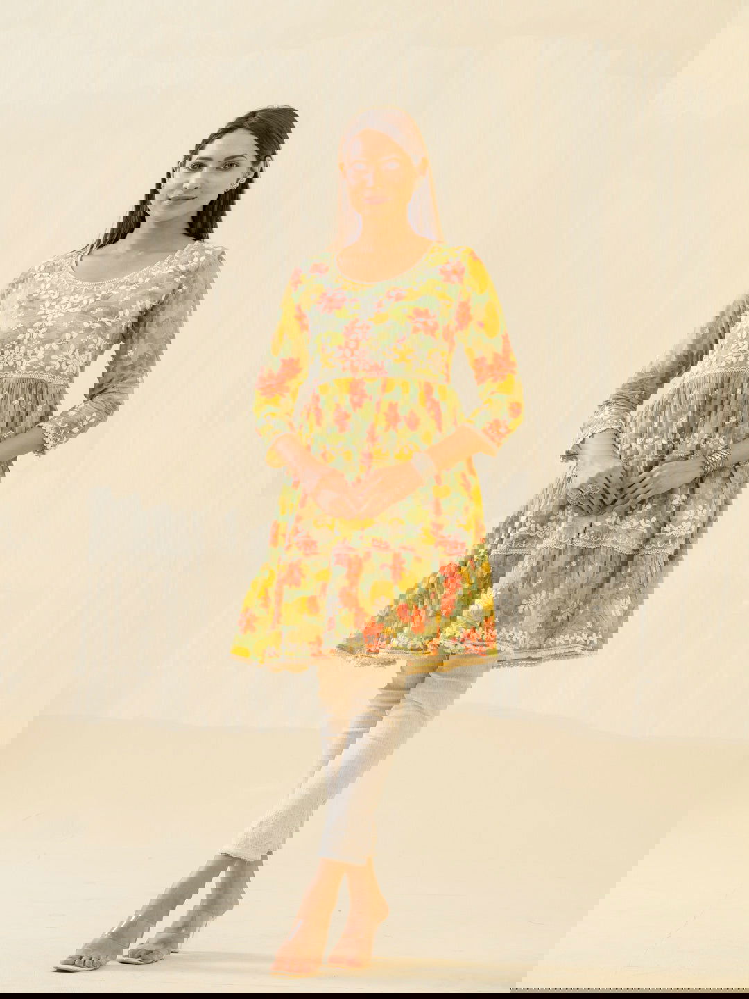 Green & Red Ethnic Embroidered Regular Sleeves Button Floral - Buy Best Ethnic Wear for Women & Girls | Daily Woman -