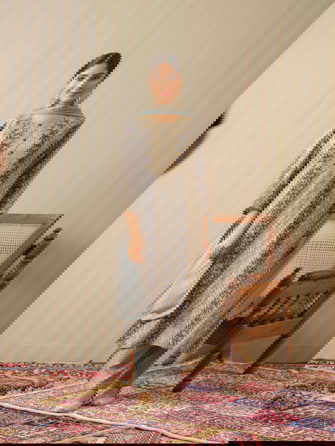 Grey Embroidered Woven Design Straight Kurta and Trousers With Dupatta - Buy Best Ethnic Wear for Women & Girls | Daily Woman -