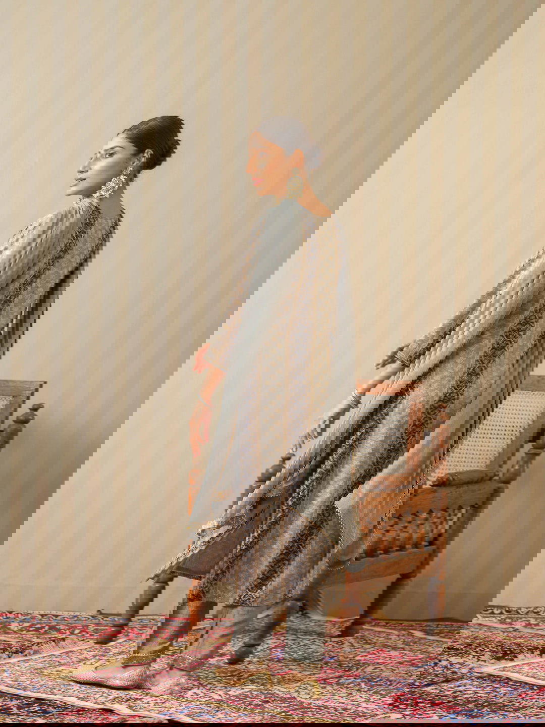 Grey Embroidered Woven Design Straight Kurta and Trousers With Dupatta - Buy Best Ethnic Wear for Women & Girls | Daily Woman -