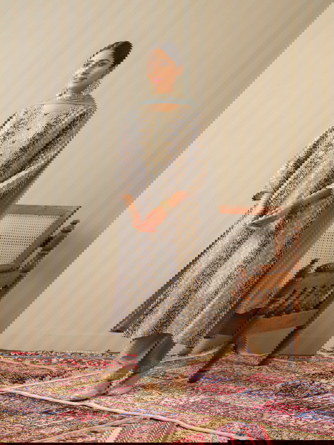 Grey Embroidered Woven Design Straight Kurta and Trousers With Dupatta - Buy Best Ethnic Wear for Women & Girls | Daily Woman -