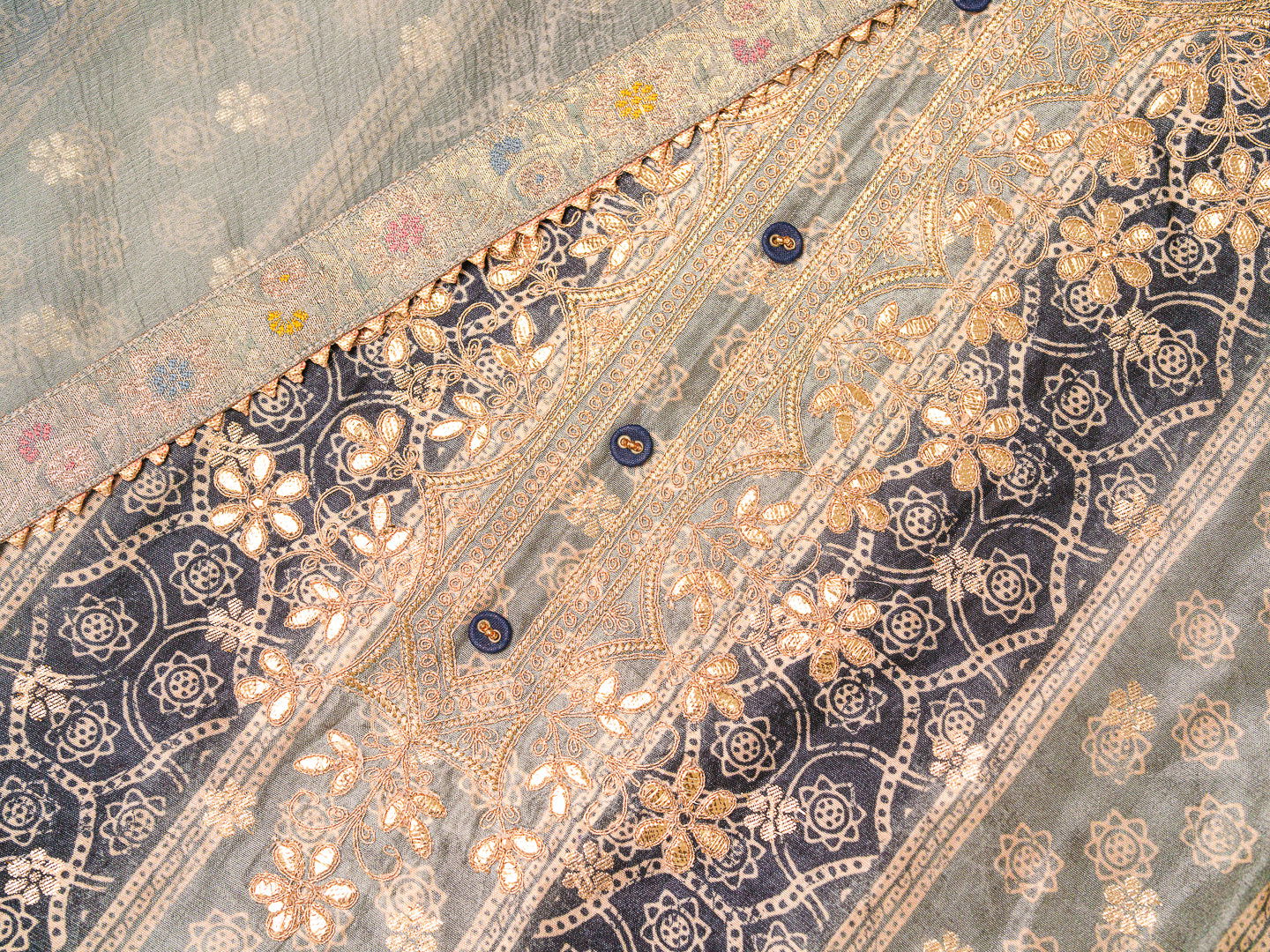 Grey Embroidered Woven Design Straight Kurta and Trousers With Dupatta - Buy Best Ethnic Wear for Women & Girls | Daily Woman -