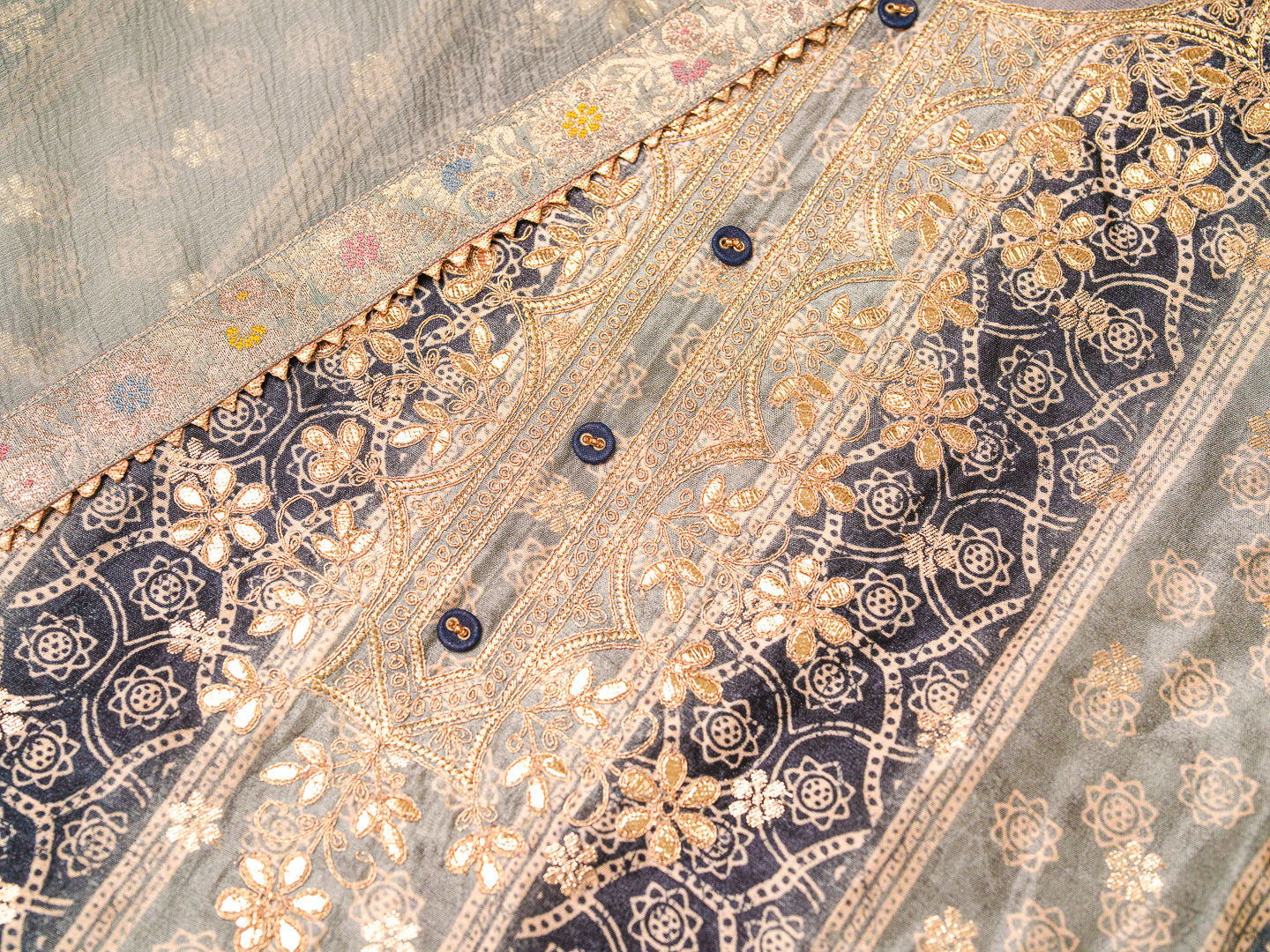 Grey Embroidered Woven Design Straight Kurta and Trousers With Dupatta - Buy Best Ethnic Wear for Women & Girls | Daily Woman -