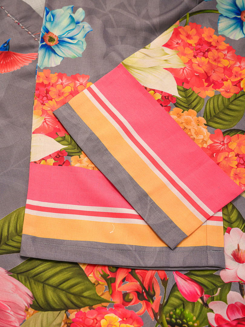 Grey Mandarin Collar Printed Tunic Palazzos - Buy Best Ethnic Wear for Women & Girls | Daily Woman -