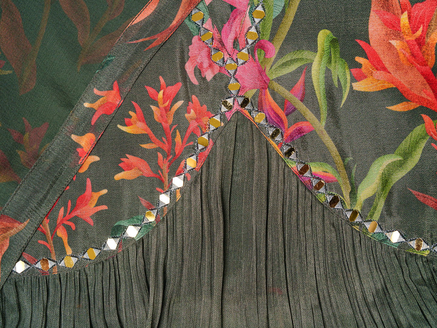 Grey Printed Floral A-Line Kurta and Trousers With Dupatta - Buy Best Ethnic Wear for Women & Girls | Daily Woman -