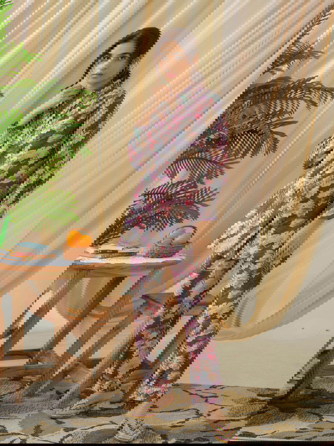 Grey Printed Shirt & Trouser Co-Ord Set - Buy Best Ethnic Wear for Women & Girls | Daily Woman -