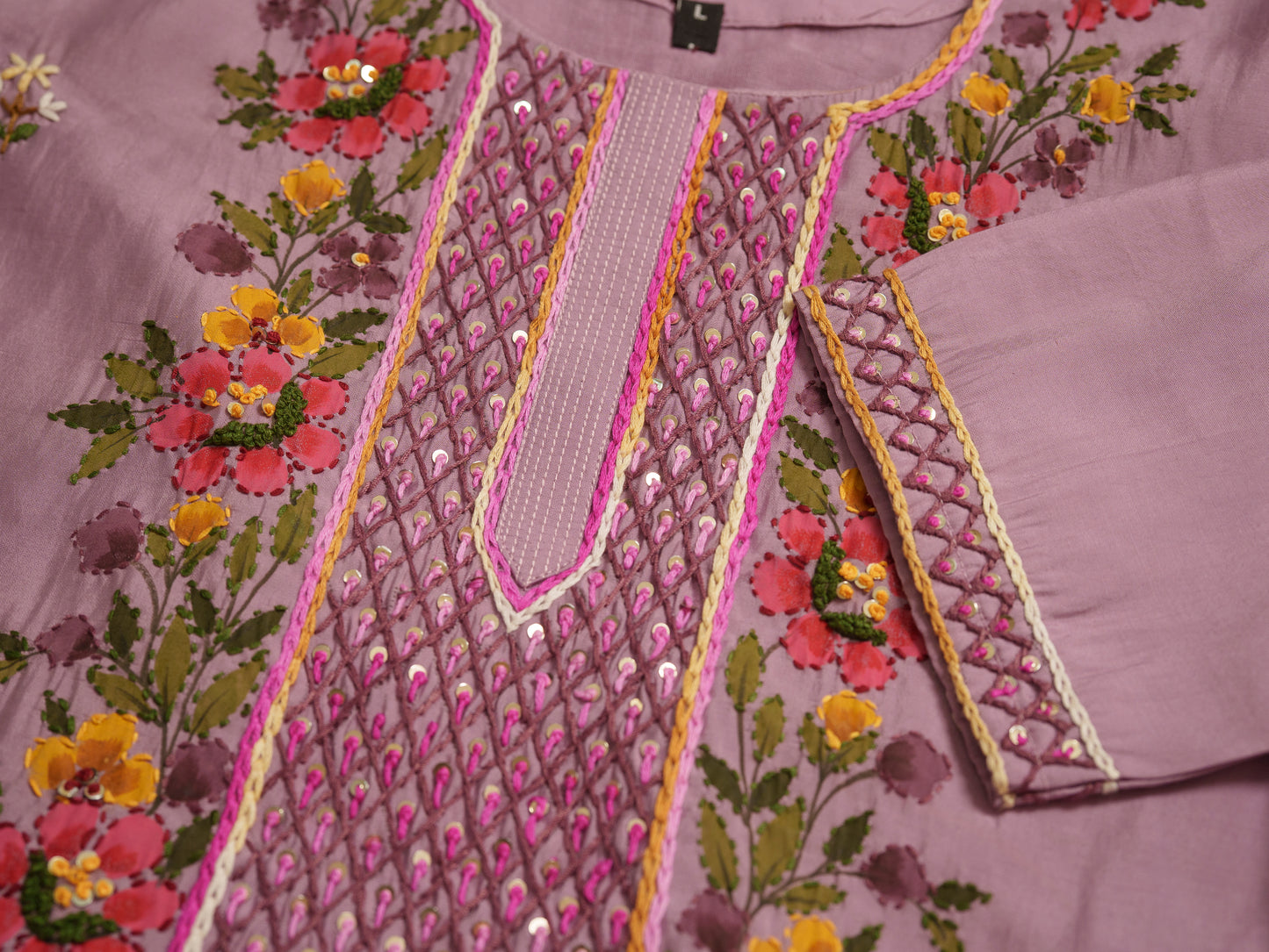 Embroidered Straight Kurta Trousers With Dupatta