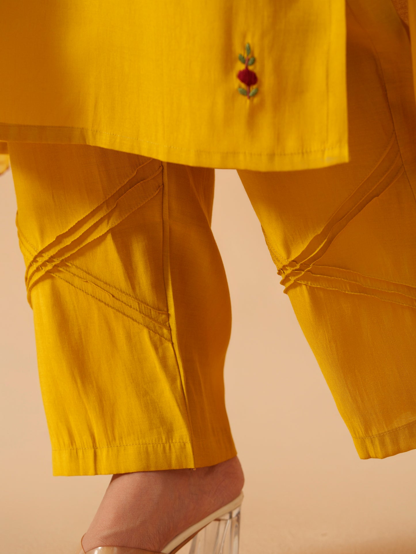 Embroidered Kurta With Trousers & Dupatta