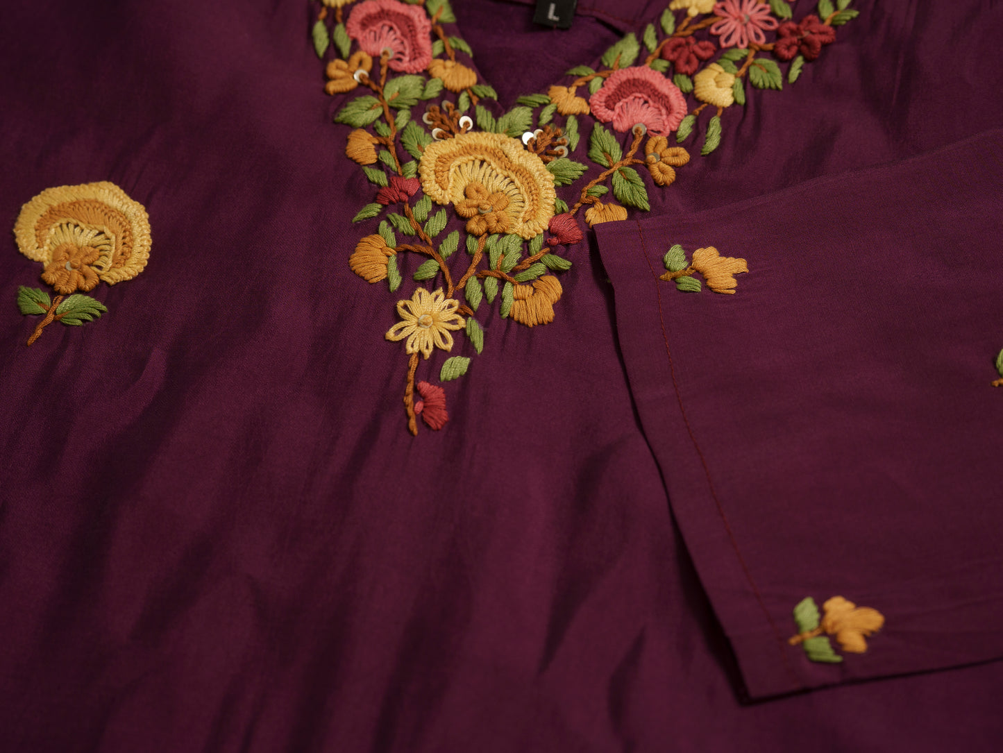 Embroidered Kurta With Trousers & Dupatta