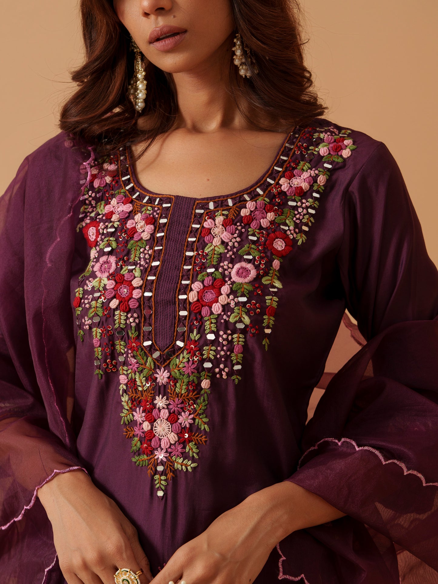 Women Floral Embroidered Kurta with Trousers & Dupatta
