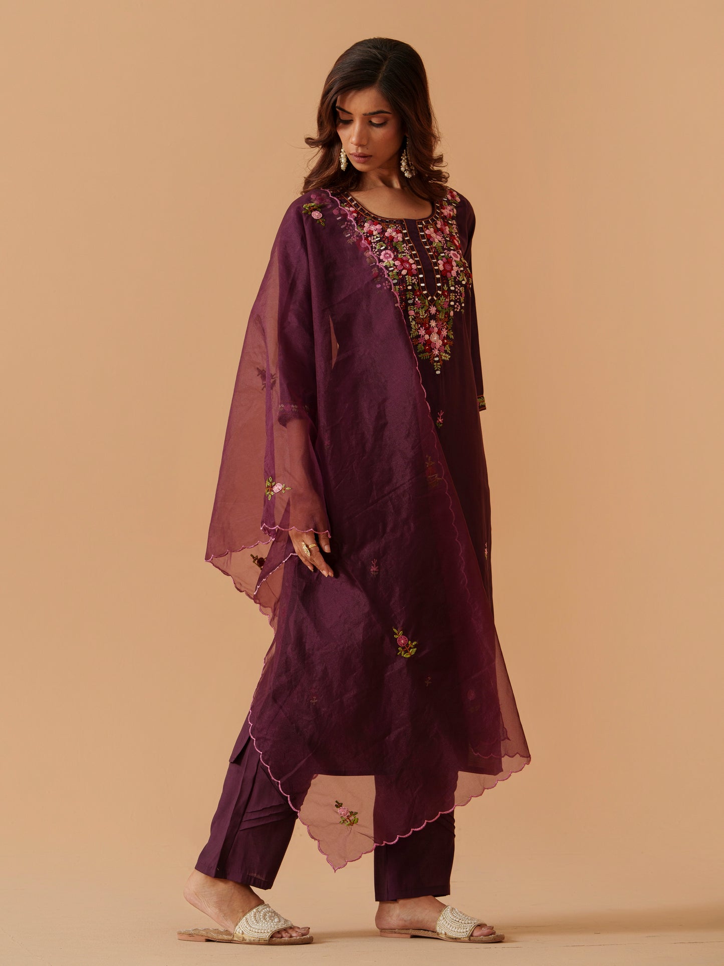Women Floral Embroidered Kurta with Trousers & Dupatta