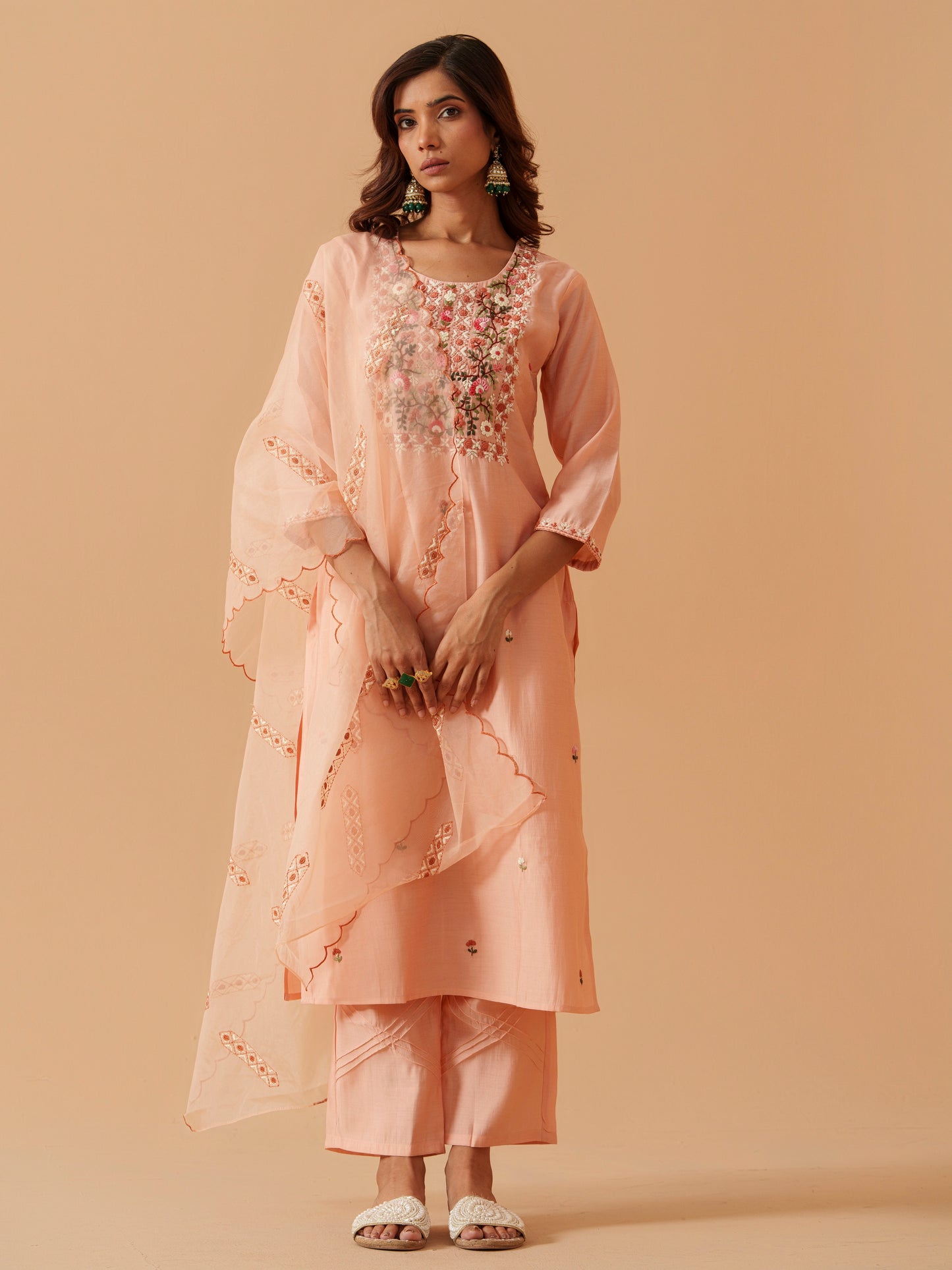 Ethnic Motifs Embroidered Kurta With Trousers & Dupatta