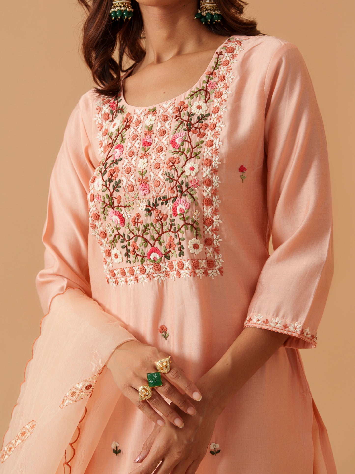 Ethnic Motifs Embroidered Kurta With Trousers & Dupatta