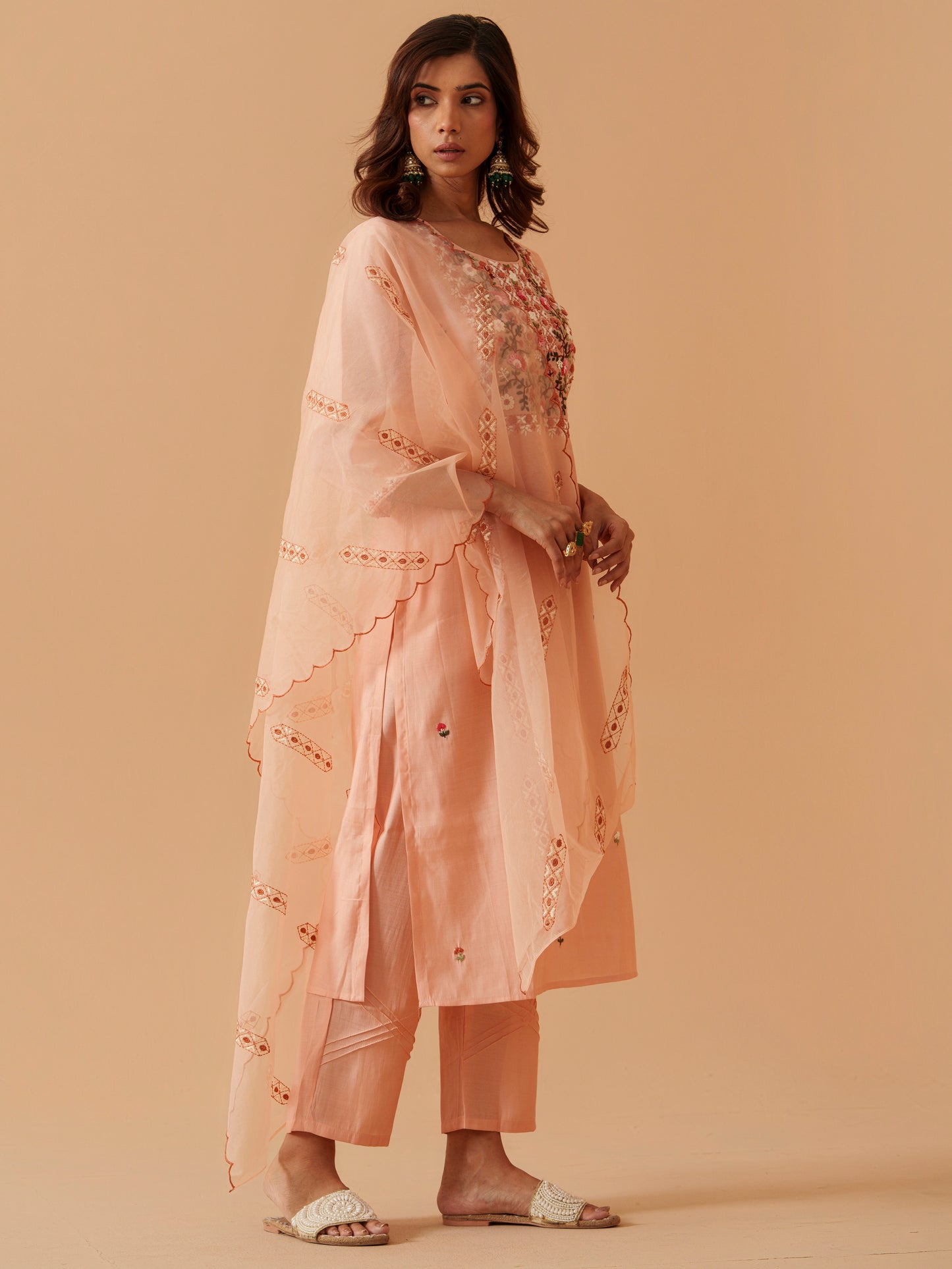 Ethnic Motifs Embroidered Kurta With Trousers & Dupatta