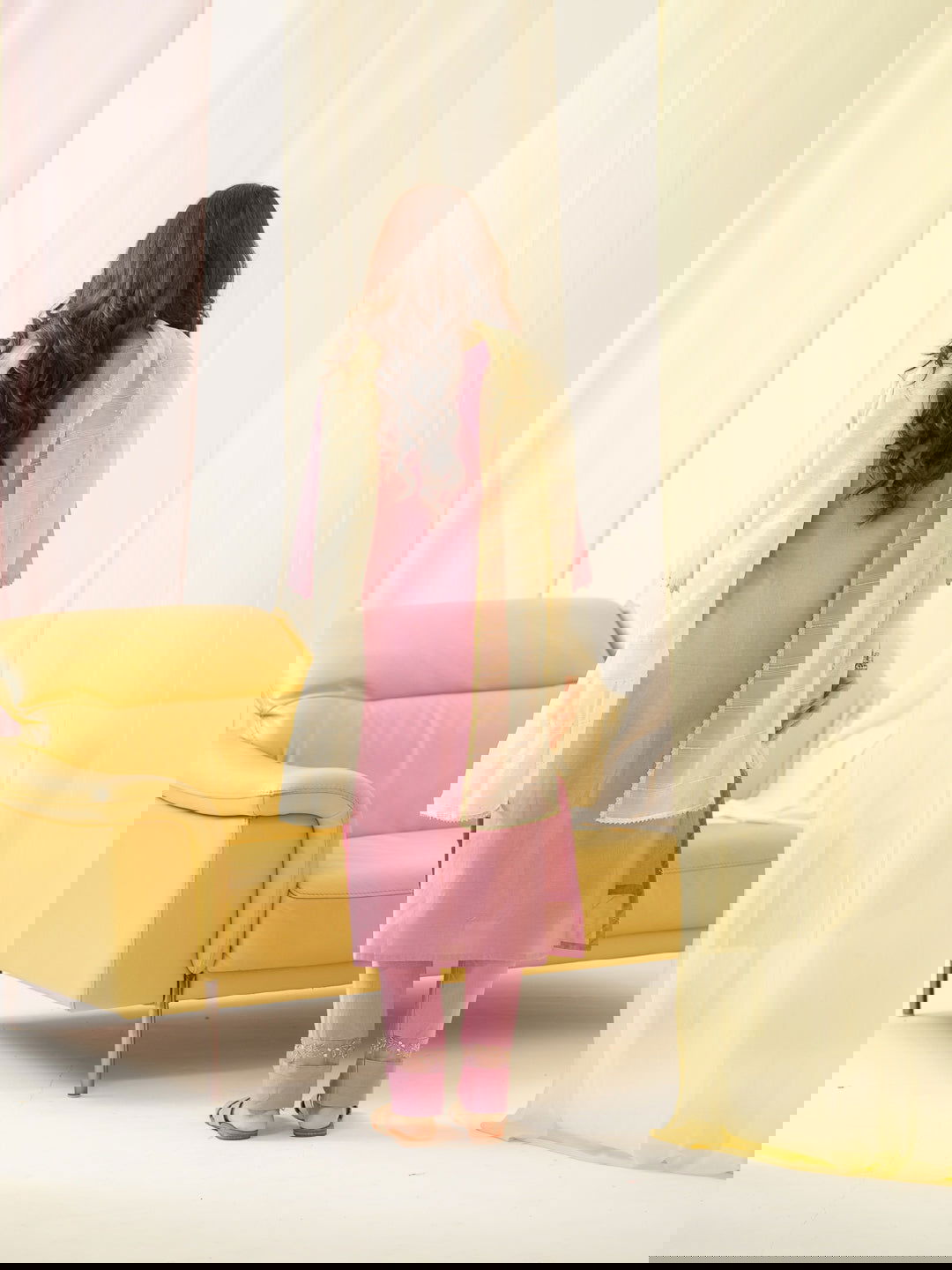 Light Pink Embroidered Woven Design Straight Kurta and Trousers With Dupatta - Buy Best Ethnic Wear for Women & Girls | Daily Woman -