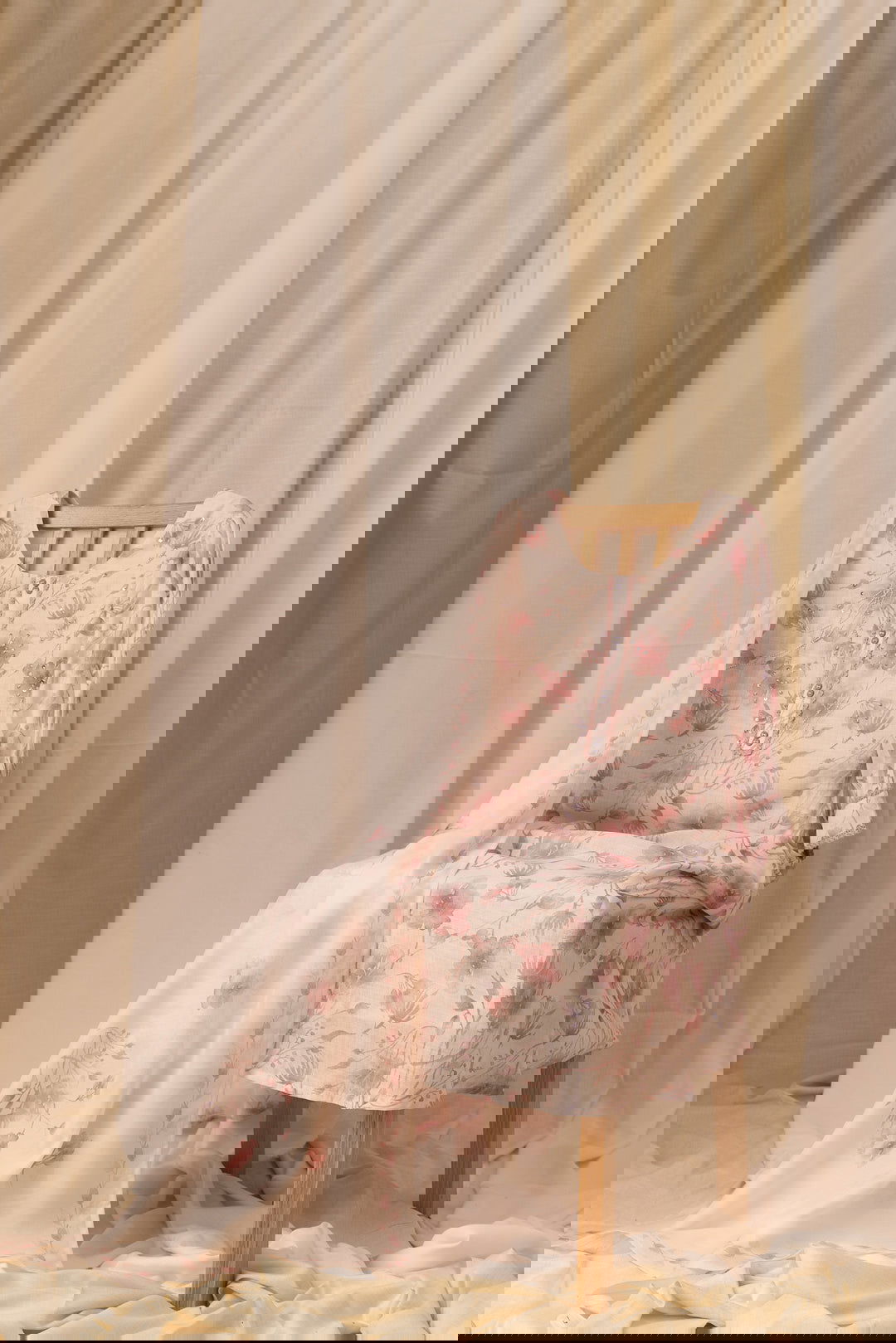 Linen Peach & Pink Floral Printed Flared Kurta With Trouser & Dupatta - Buy Best Ethnic Wear for Women & Girls | Daily Woman -