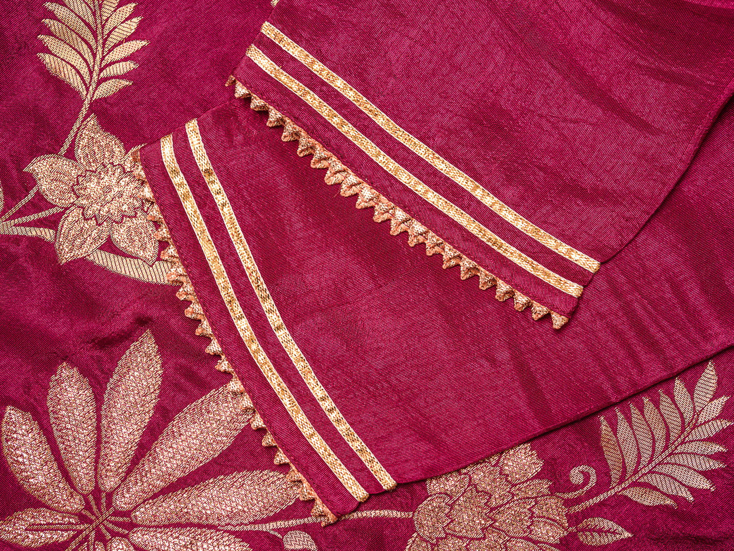 Magenta Pink Floral Embroidered Straight Kurta and Trousers With Dupatta - Buy Best Ethnic Wear for Women & Girls | Daily Woman -