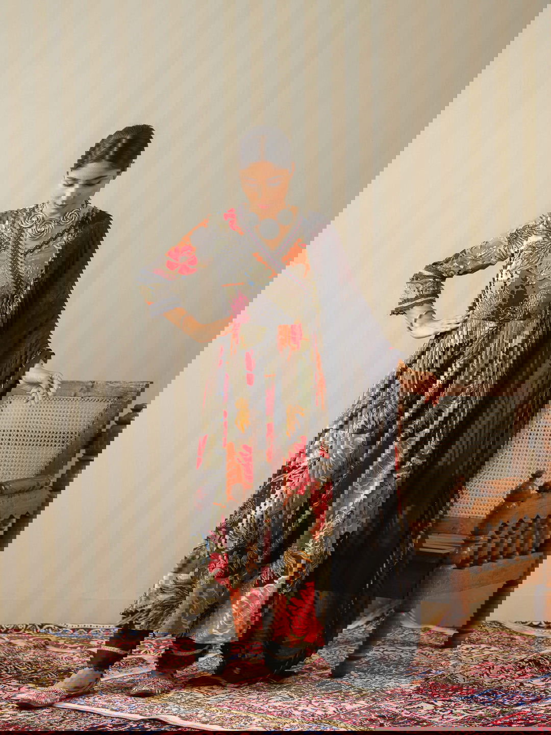 Multi Printed Floral Anarkali Kurta and Trousers With Dupatta - Buy Best Ethnic Wear for Women & Girls | Daily Woman -