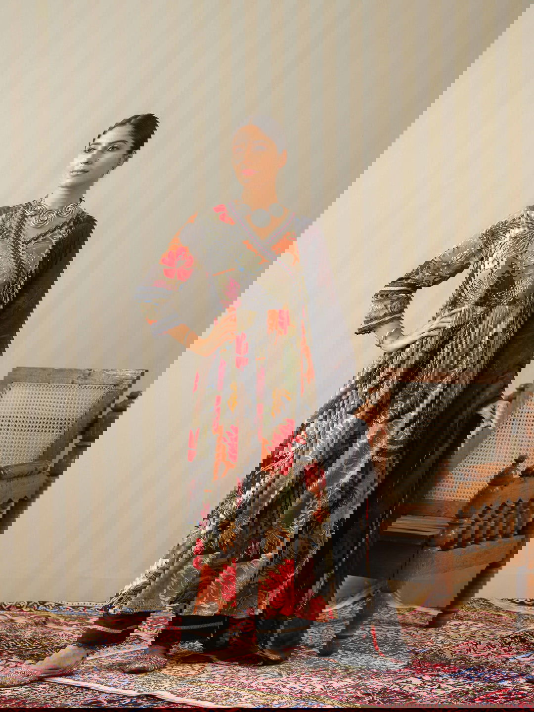 Multi Printed Floral Anarkali Kurta and Trousers With Dupatta - Buy Best Ethnic Wear for Women & Girls | Daily Woman -