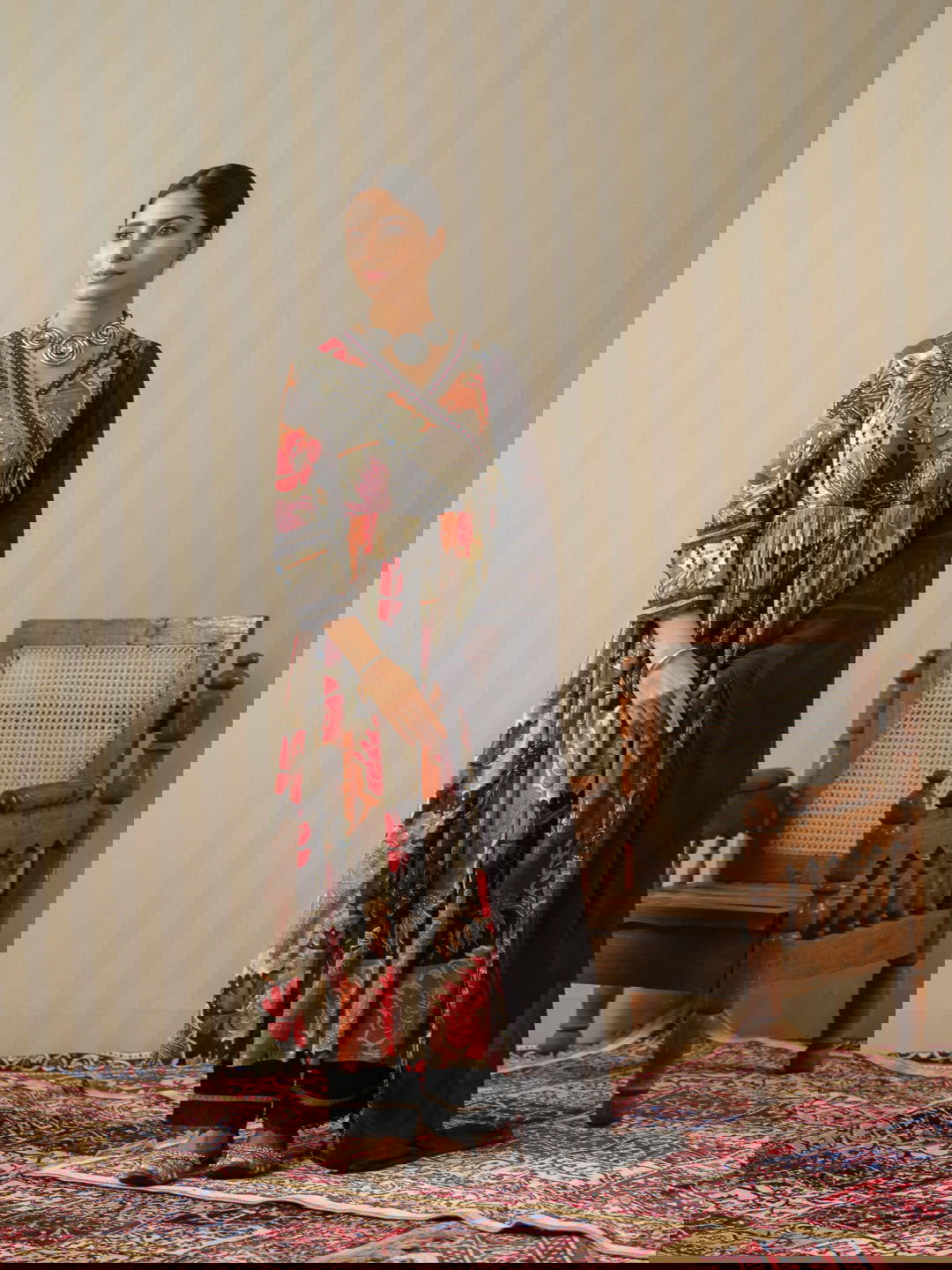 Multi Printed Floral Anarkali Kurta and Trousers With Dupatta - Buy Best Ethnic Wear for Women & Girls | Daily Woman -