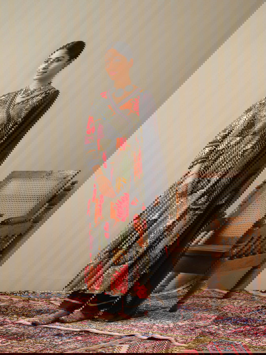 Multi Printed Floral Anarkali Kurta and Trousers With Dupatta - Buy Best Ethnic Wear for Women & Girls | Daily Woman -