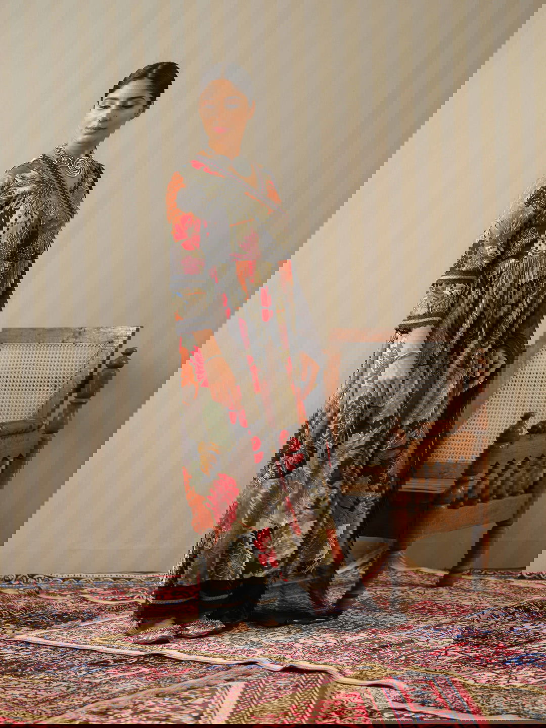 Multi Printed Floral Anarkali Kurta and Trousers With Dupatta - Buy Best Ethnic Wear for Women & Girls | Daily Woman -