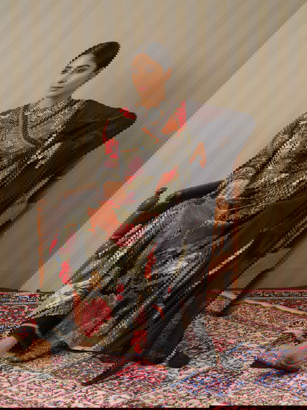 Multi Printed Floral Anarkali Kurta and Trousers With Dupatta - Buy Best Ethnic Wear for Women & Girls | Daily Woman -