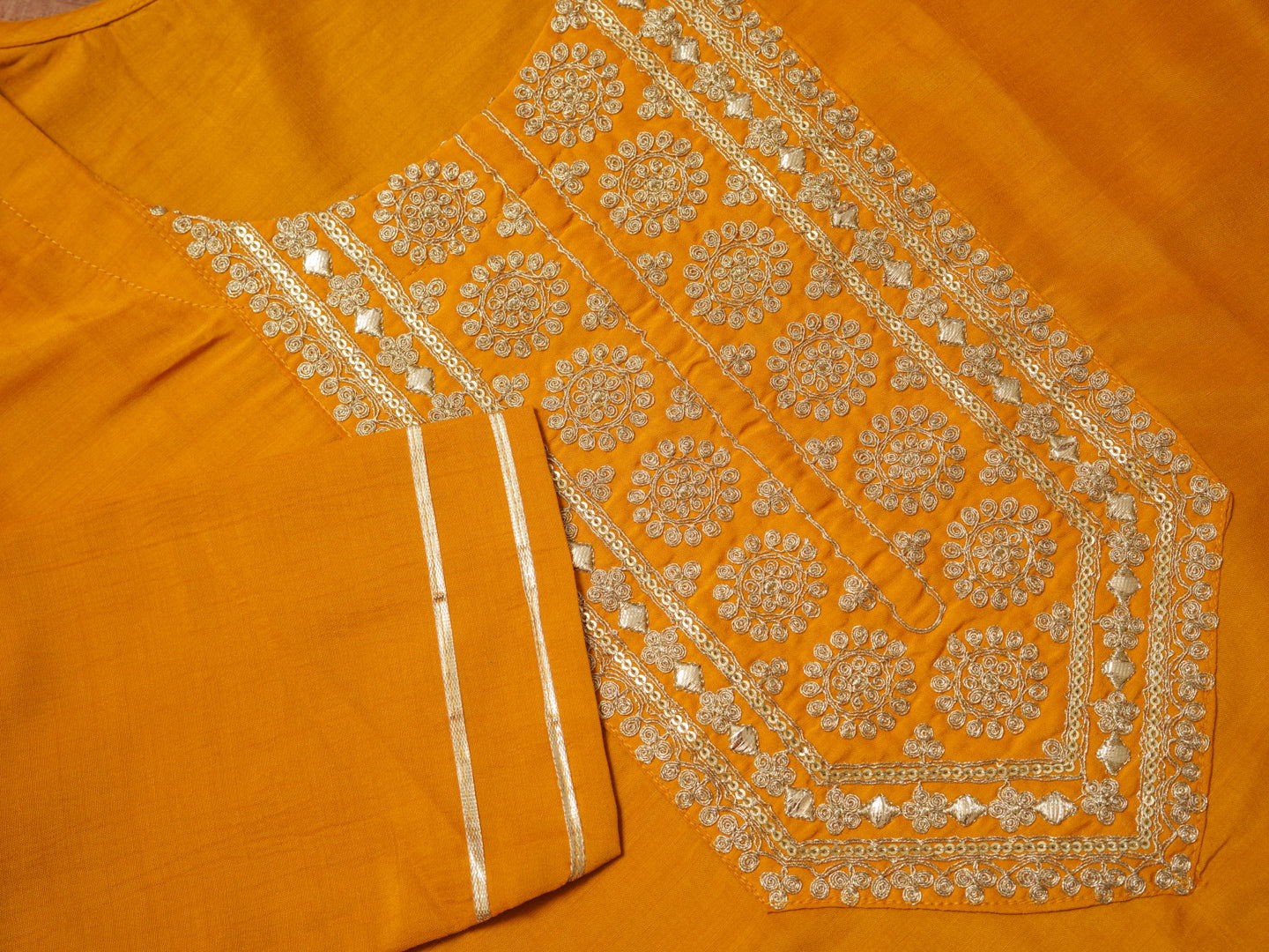 Mustrad Color Poly Chinon Ethnic Motifs Woven Design Zari Regular Kurta with Trousers & Banarasi Dupatta - Buy Best Ethnic Wear for Women & Girls | Daily Woman -