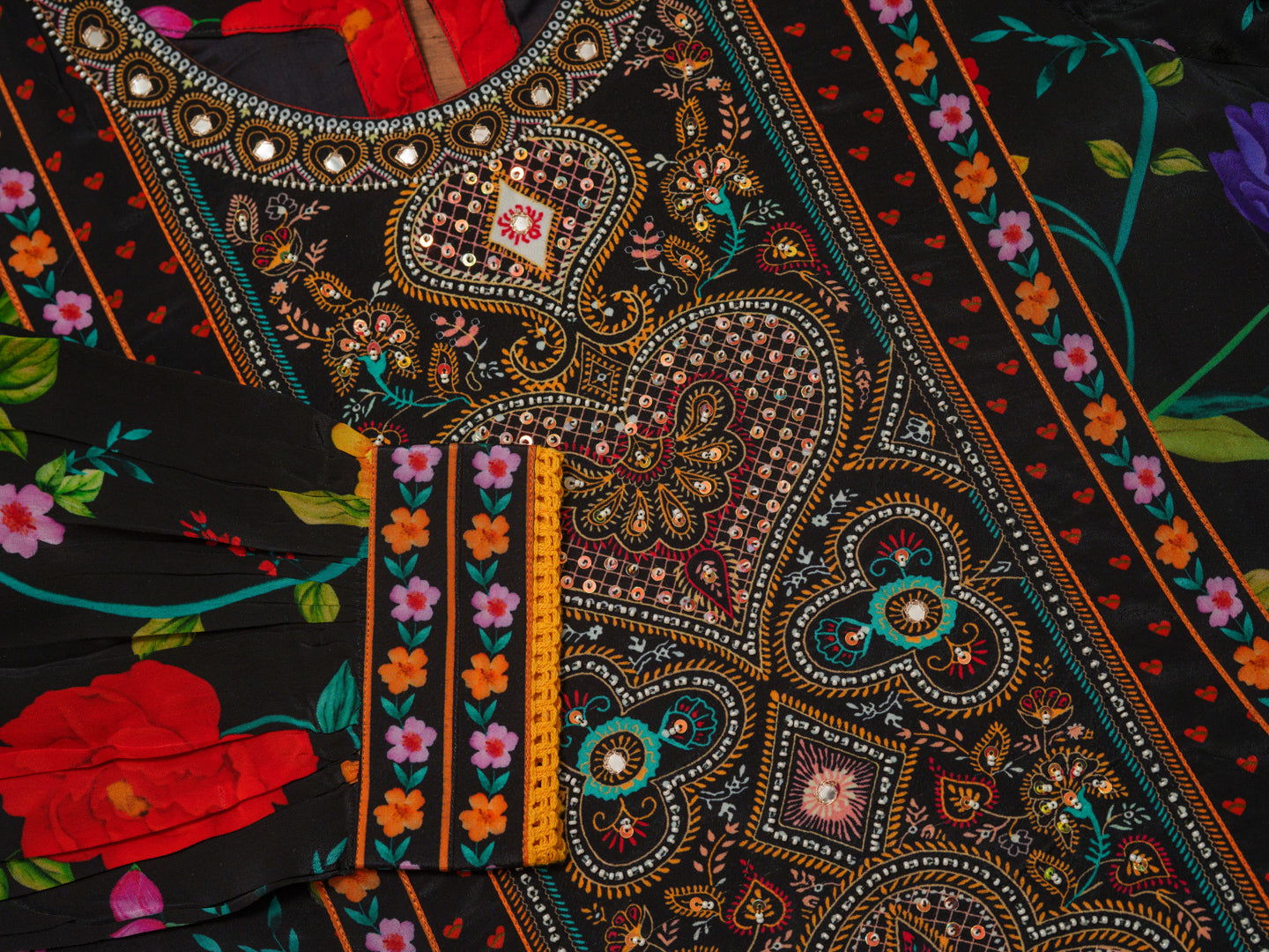 Natural Crape  Black color Embroidered Kurta With Trousers & Dupatta - Buy Best Ethnic Wear for Women & Girls | Daily Woman -