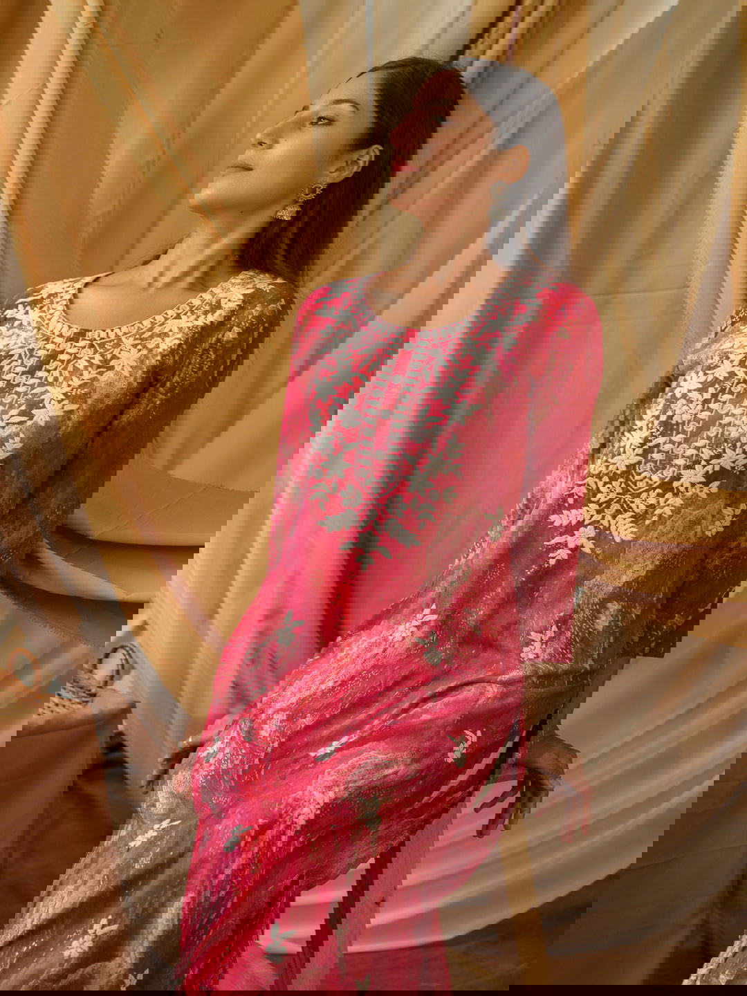 Pink Abstract Printed Straight Kurta - Buy Best Ethnic Wear for Women & Girls | Daily Woman -