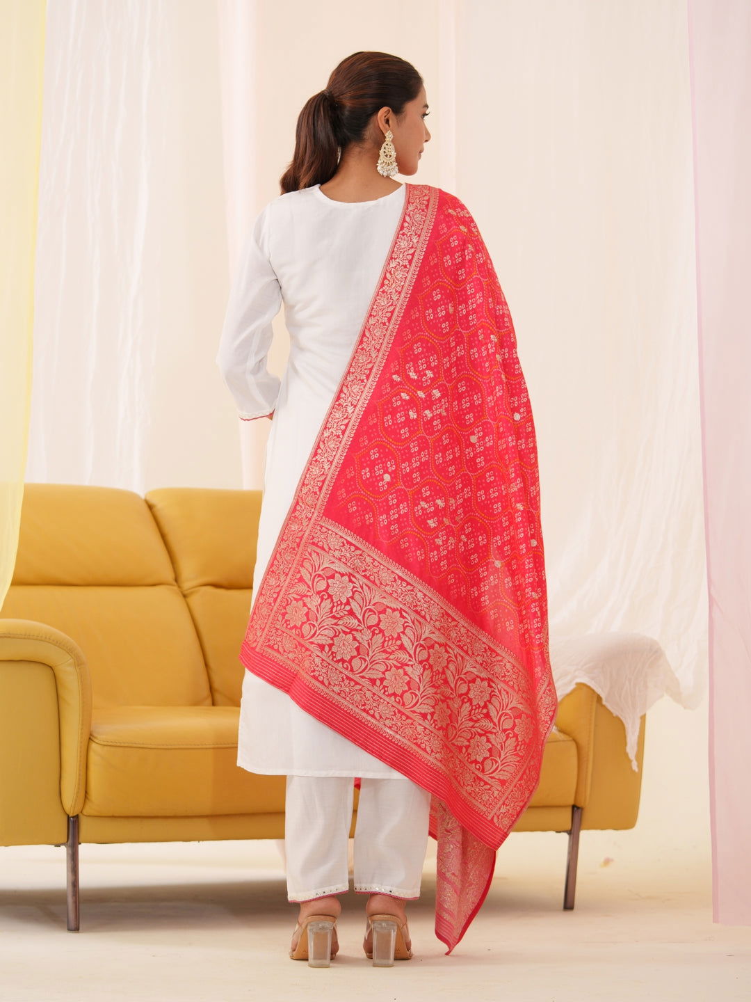 Pink Color Roman Silk Embroidered Kurta With Trousers & Dupatta - Buy Best Ethnic Wear for Women & Girls | Daily Woman -