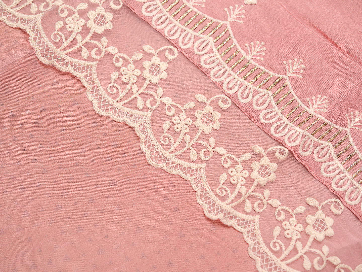 Pink Embroidered Woven Design Straight Kurta and Trousers With Dupatta - Buy Best Ethnic Wear for Women & Girls | Daily Woman -