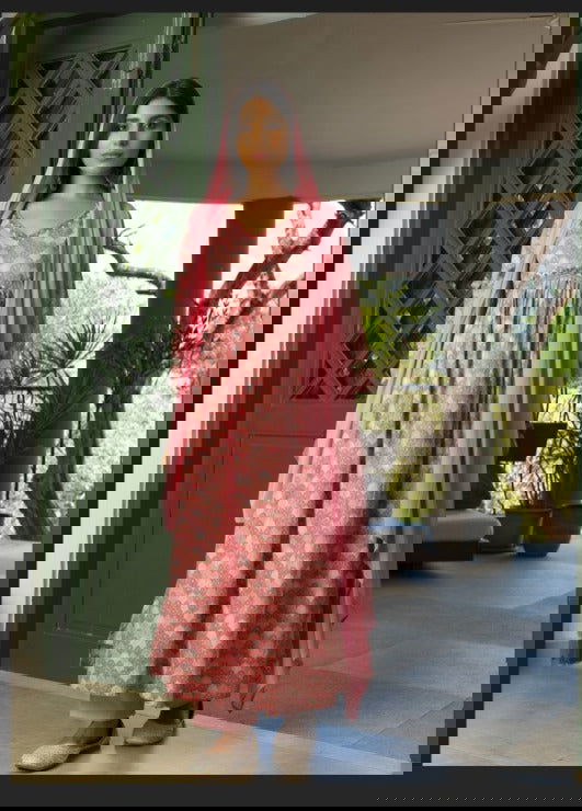 Pink Ethnic Motifs Printed Pure Cotton Empire Kurta & Trouser With Dupatta - Buy Best Ethnic Wear for Women & Girls | Daily Woman -