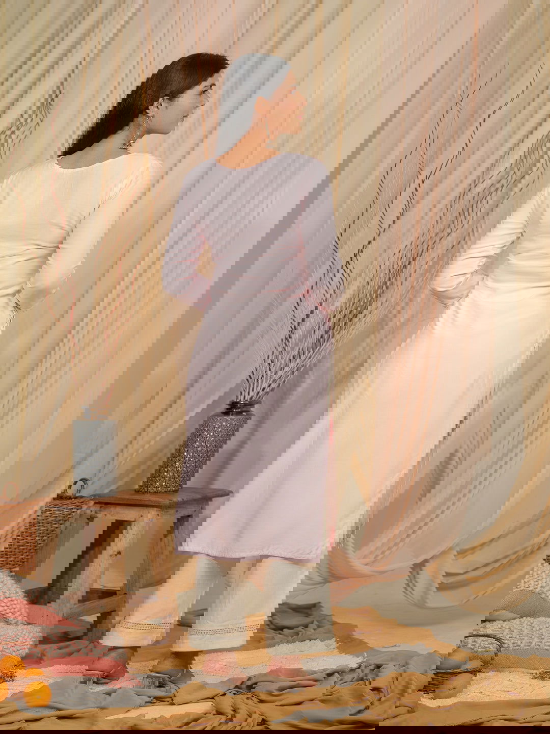 Pink Floral Printed Tie-Up Neck Straight Kurta - Buy Best Ethnic Wear for Women & Girls | Daily Woman -