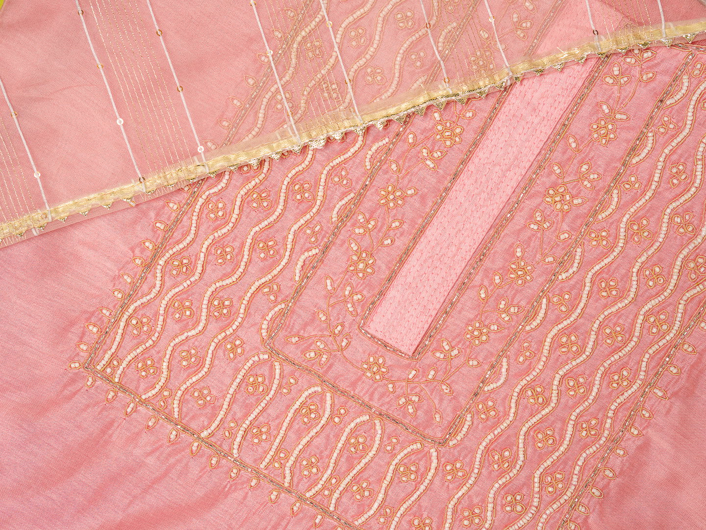 Pink Yoke Design Woven Design Straight Kurta and Trousers With Dupatta - Buy Best Ethnic Wear for Women & Girls | Daily Woman -