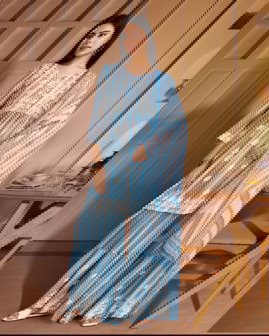 Printed & Embroidered A-Line Kurti With Sharara & Dupatta Set - Buy Best Ethnic Wear for Women & Girls | Daily Woman -