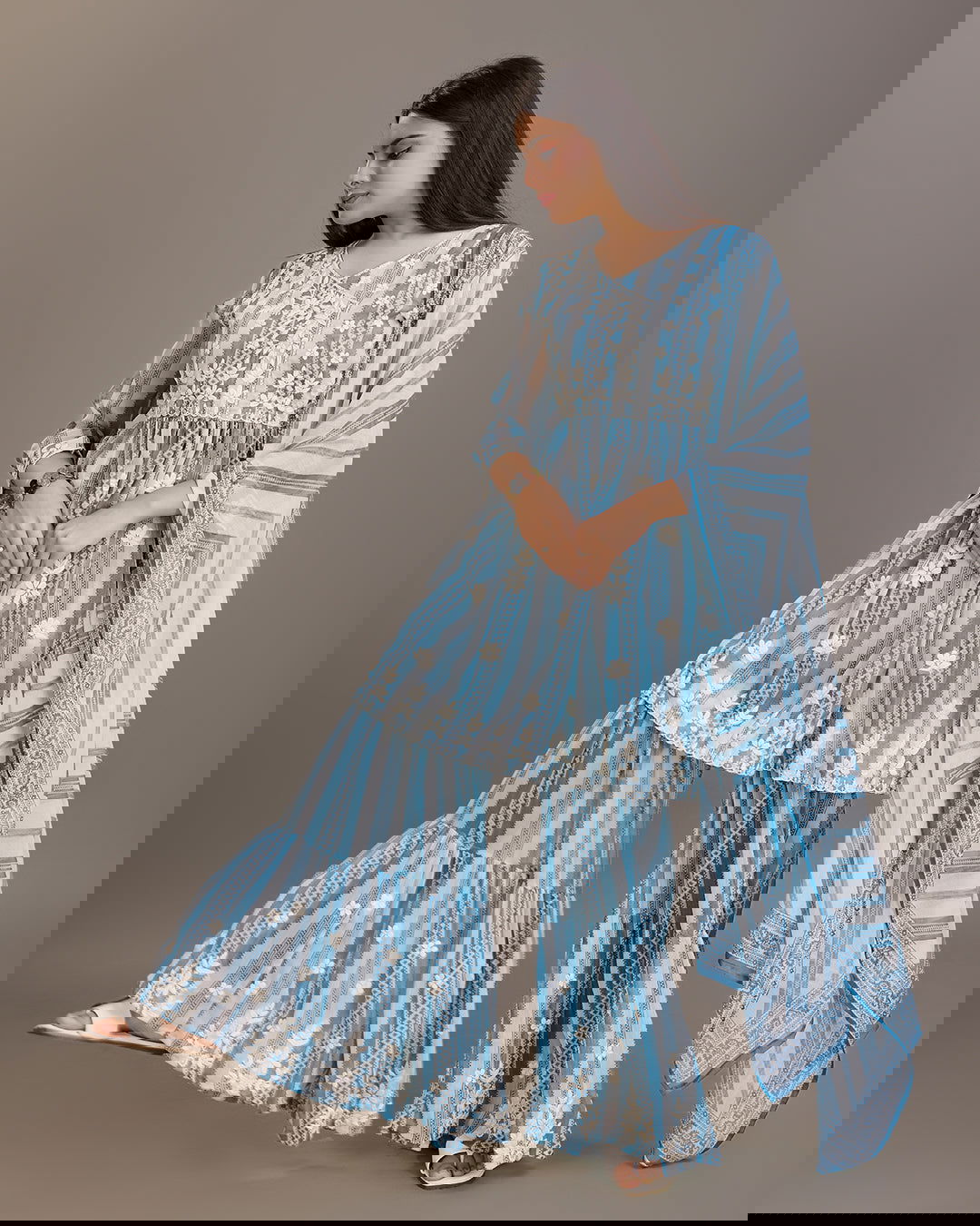 Printed & Embroidered A-Line Kurti With Sharara & Dupatta Set - Buy Best Ethnic Wear for Women & Girls | Daily Woman -